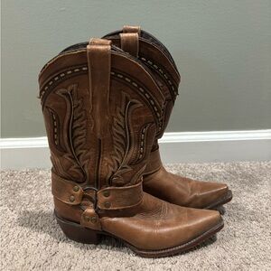 Soto Western O RingHarness Cowgirl Pull On Boots Brown 25 Size Mex US Size 8 Wom
